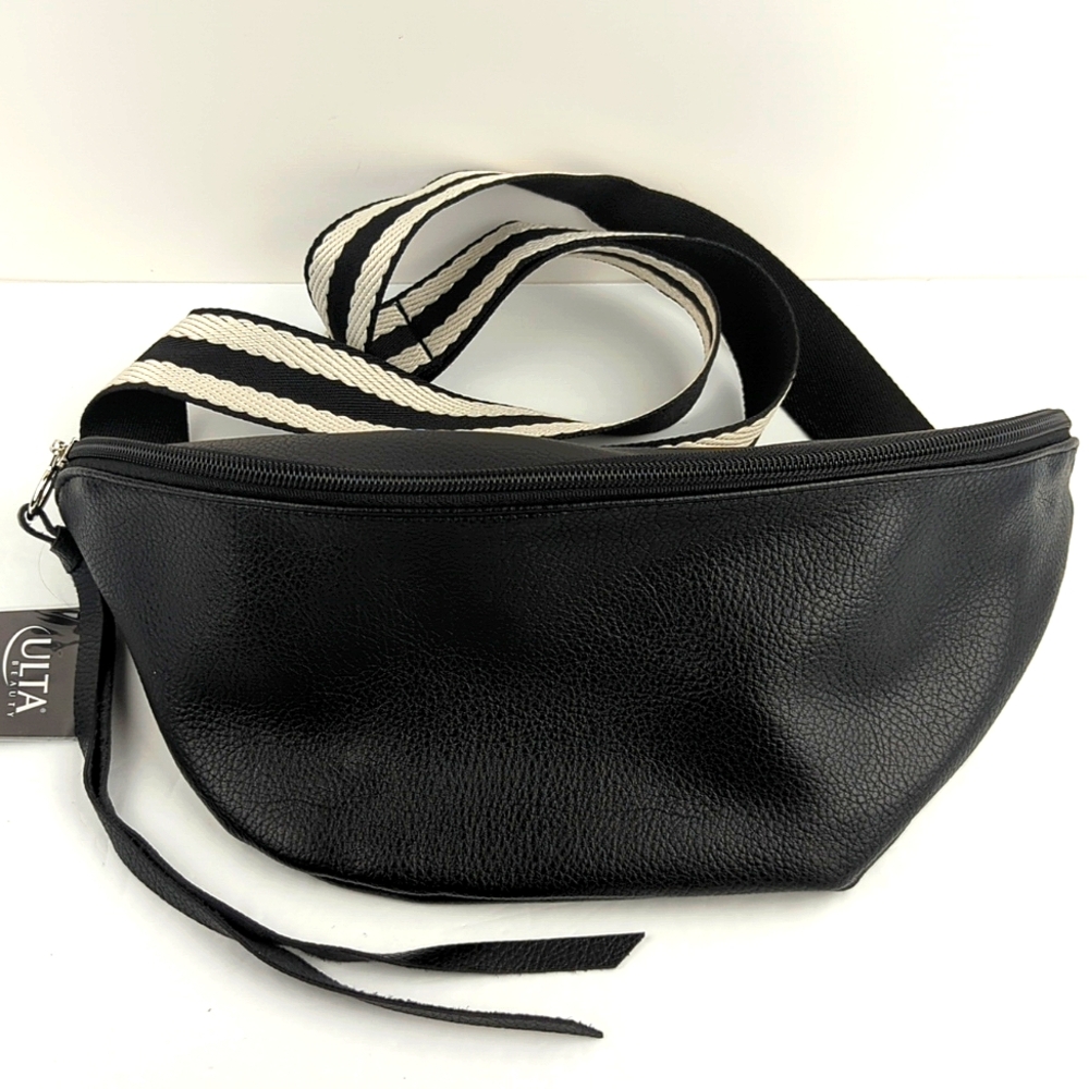 Ulta Black Faux Pebble Leather Adjustable Crossbody Bag